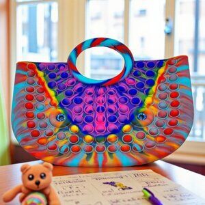 NWOT Push It Pop Fidget Toys Owl Bird Face Purse Tote Handbag Girl Kids